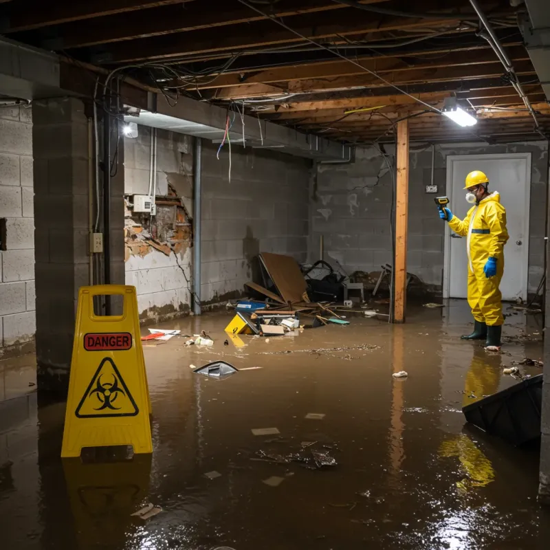 Flooded Basement Electrical Hazard in Denton, NC Property