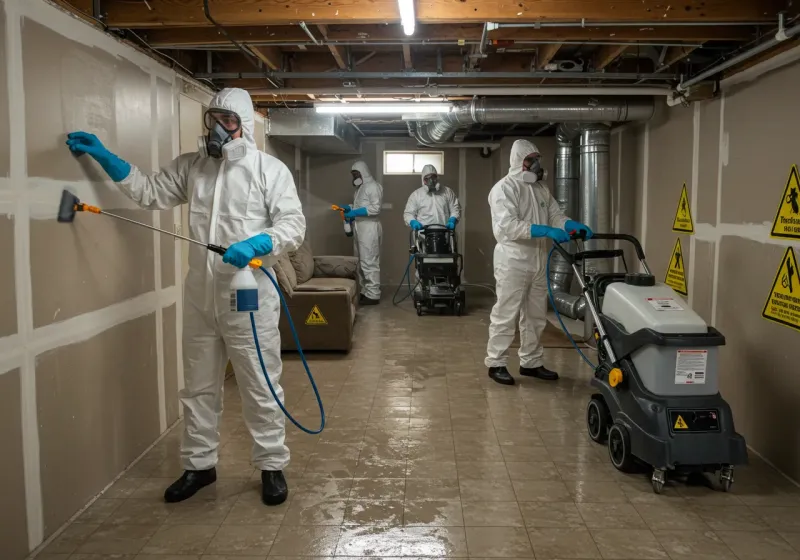 Basement Moisture Removal and Structural Drying process in Denton, NC